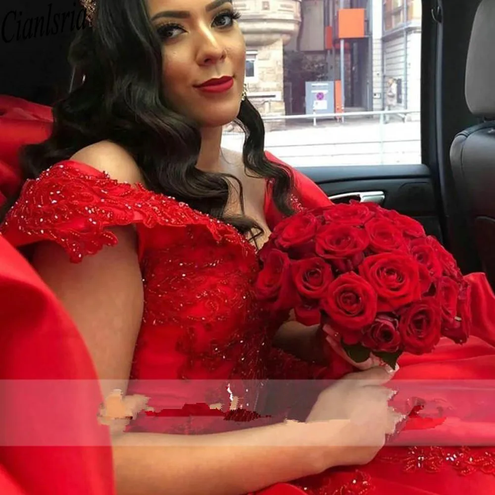 Rot Plus Größe Quinceanera Kleider 2022 Spitze Applique Perlen Ballkleid Für Süße 15 16 Kleider Geburtstag Gala