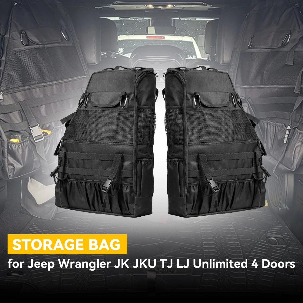 Cargo Saddle Bag For Jeep Wrangler JK JKU JL 4-Door Roll Bar Storage Bag Cage Multi-Pockets Organizers For Tool Storage Bags