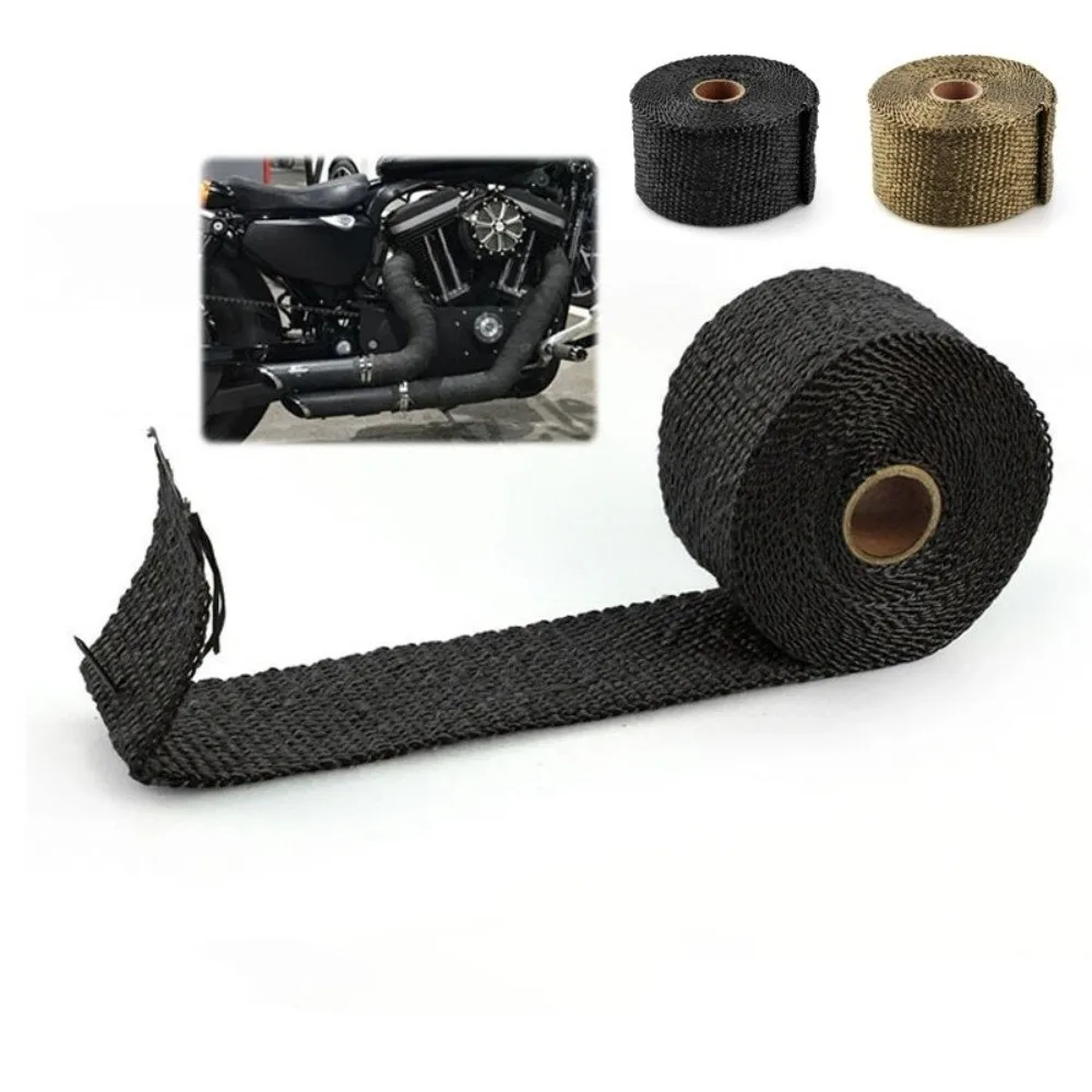 

5M*5CM Motorcycle Insulation Tape Glass Fiber Heat Resistant Auto Exhaust Thermal Tape Sound Insulation