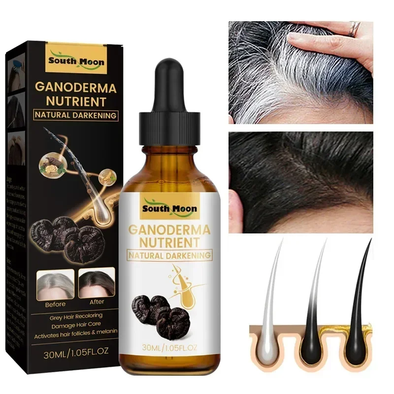 Gray White Hair Treatment Serum Liquid White To Black Natural Color Repair Nourish Product Anti Loss Hair Care Men Women