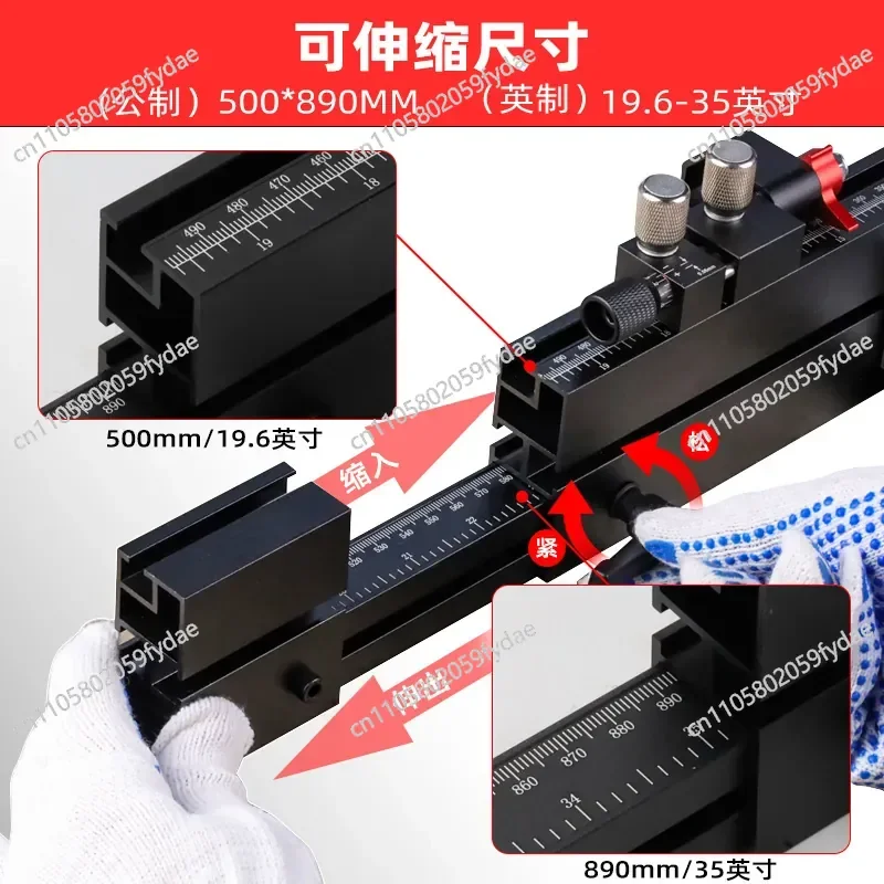 New Aluminum alloy T-shaped chute track Adjustable telescopic support Mountain table saw push handle Bevel cutting gauge