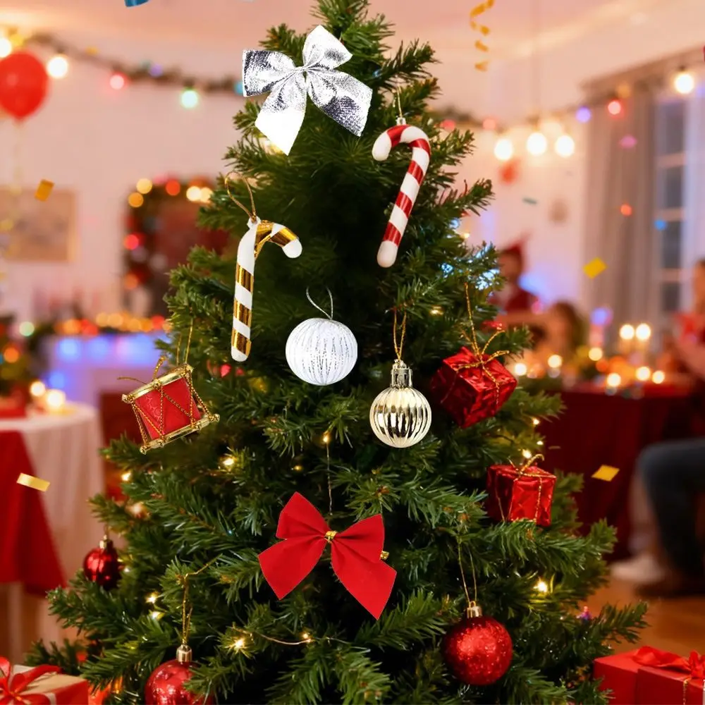 

24Pcs/set Glitter Christmas Ball Ornament Set Plastic Round Ball Christmas Hanging Ornaments Festive Colorful