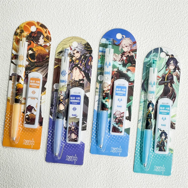 24pcs Cartoon Genshin Impact Mechanical Pencil Student Automatic Pencil Student Stationery Kids Gift