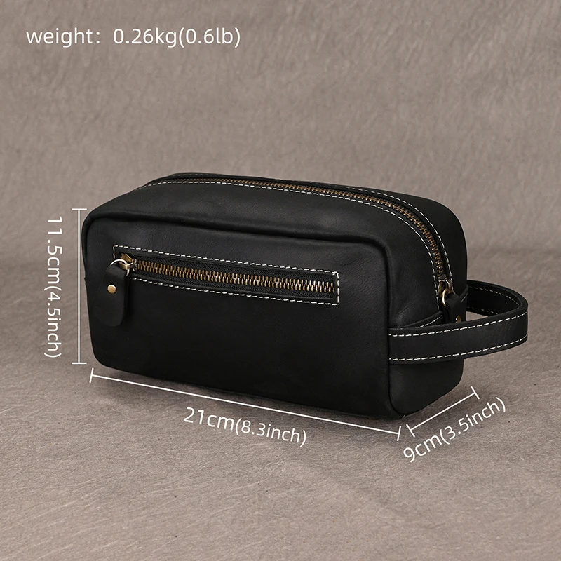 Pochette in vera pelle borsa portaoggetti in vera pelle di mucca pochette con cerniera maschile borse per il trucco in vera pelle borsa per occhiali