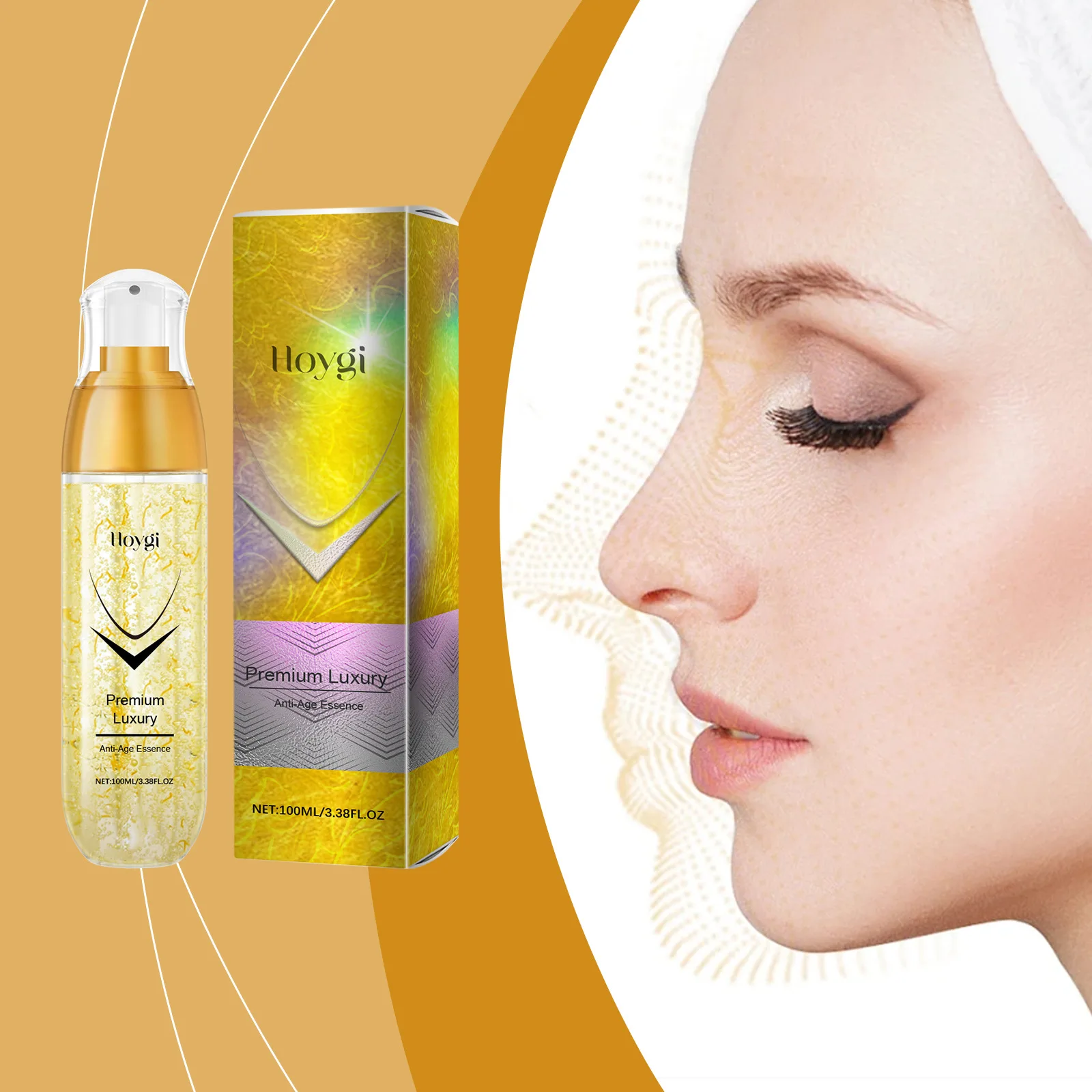 HOYGI Brightening essence lotion Mild hydrating soothing dry skin Facial essence lotion with elastic and shiny complexion