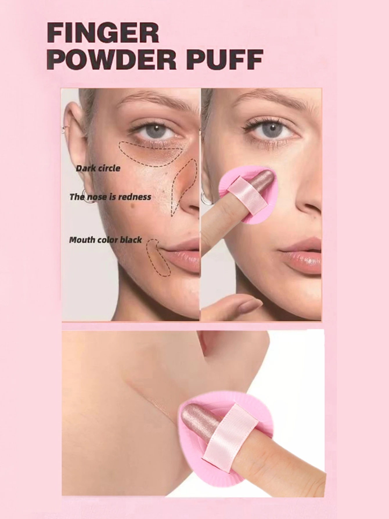 Finger Puff 4/8 unidades, puff de pó de maquiagem puff; Uso úmido ou seco; Sopro de pó com almofada de ar; Esponja de maquiagem portátil multifuncional