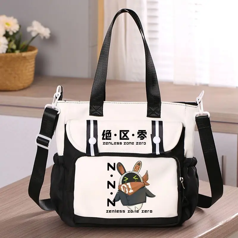 Anime Zenless Zone Zero Game Cos Ellen Joe Belle Lycaon Etc. 2024 New Unisex Casual Color Contrast Class Shoulder Bag Gift