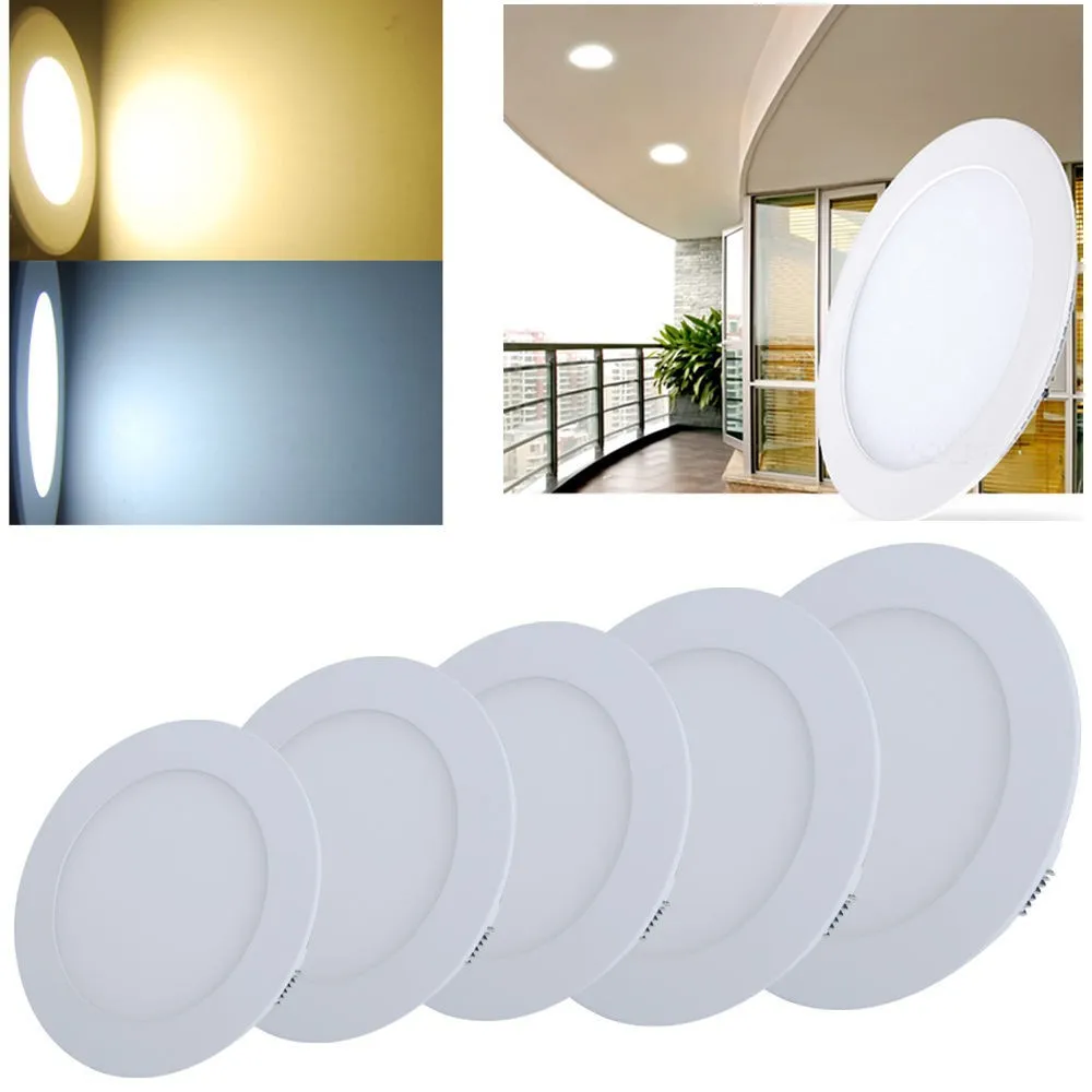 Dimmable LED Panel Light Ultra Thin Ceiling Recessed Downlight 3w 4w 6w 9w 12w 15w 25w Round LED Spot Light AC85-265V