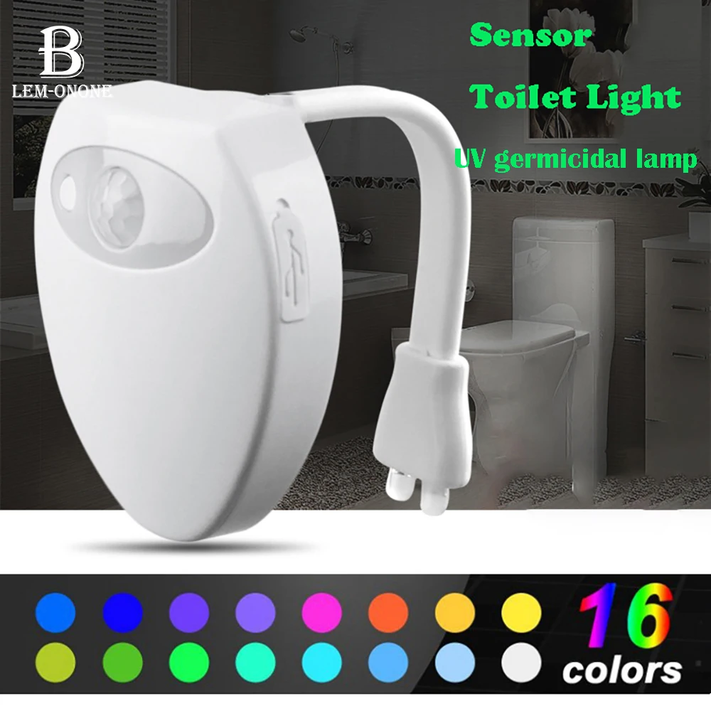 

New LED Motion Sensor Toilet Light Waterproof Intelligent 16-color Night Atmosphere Lamp Emergency Lighting for Toilet Bowl