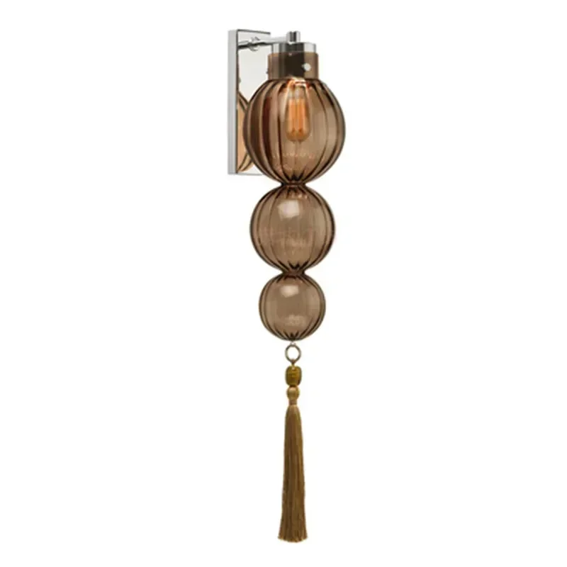 Chinese Style Stained Glass Gourd Tassel Pendant Lights Loft Living Room Kitchen Bedside Lamp Art Deco Indoor Lighting Fixture