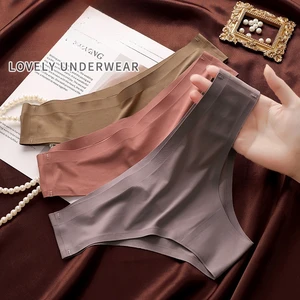 مجموعة ملابس داخلية غير ملحومة للنساء ملابس داخلية مثيرة ملابس داخلية من الحرير المثلج خصر منخفض نسائي G-سلسلة ناعمة صلبة رقيقة جدا ملخصات 4 قطع أعلى 6 مبيعات نسائية ساخنة جدا - رقم 3