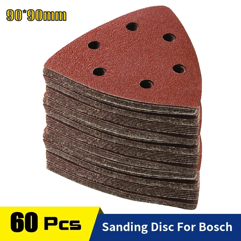 60PCS Triangular Sanding Disc 90mm Delta Sander Hook & Loop Sandpaper Abrasive Tools for Sanding Grit 40-320
