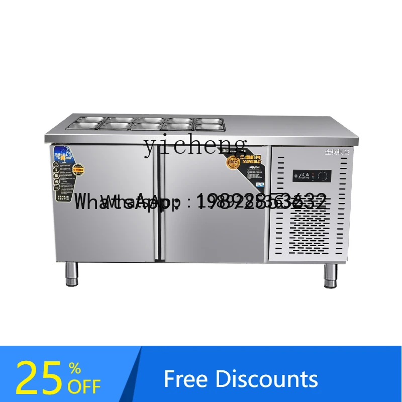 

A1 slotted salad table fresh-keeping display cabinet commercial side dishes refrigerator refrigerated pizza table freezer