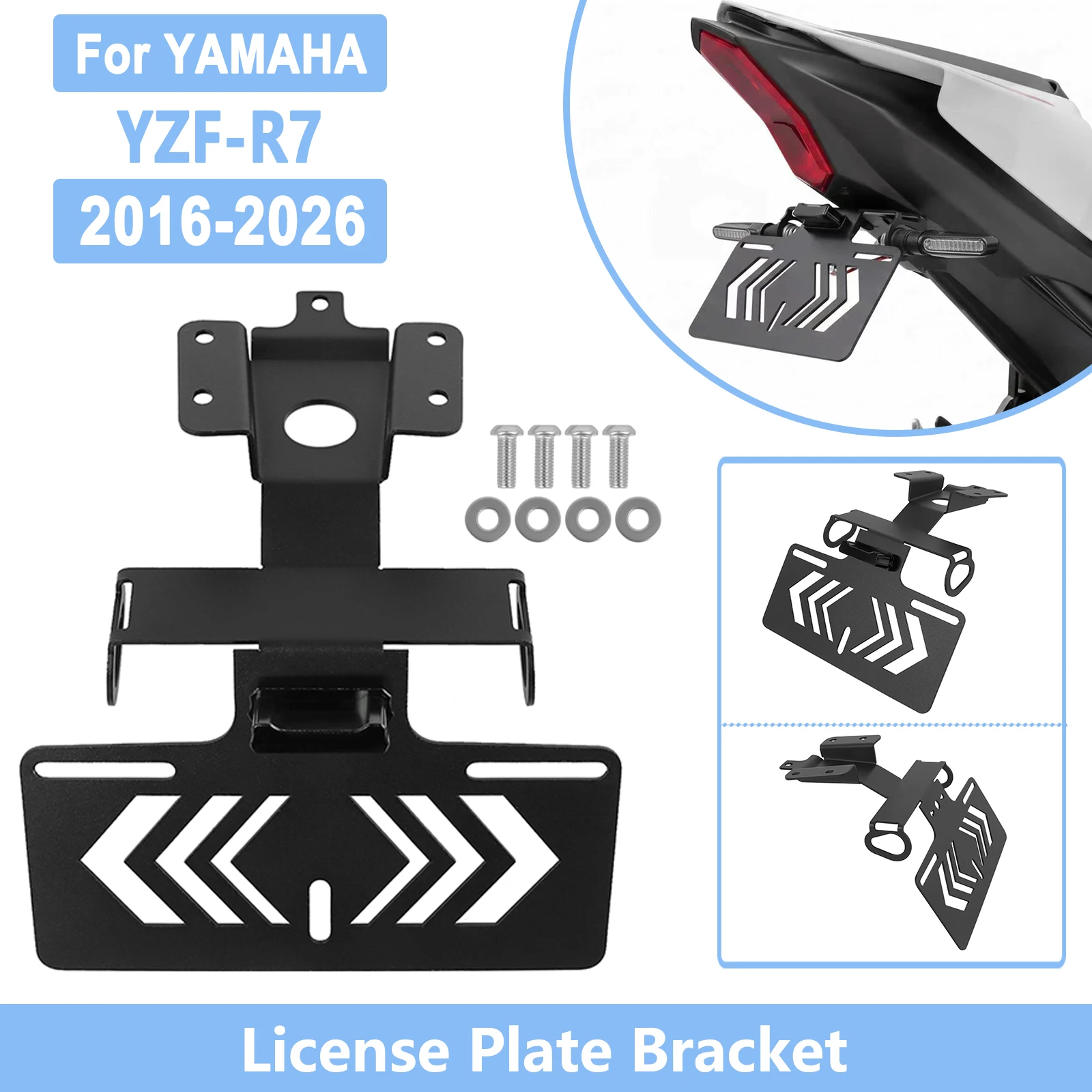 Motorcycle License Plate Tag Holder For YAMAHA YZF-R7 YZFR7 2016-2026 YZF R7 Tail Tidy Fender Eliminator Bracket With LED Light