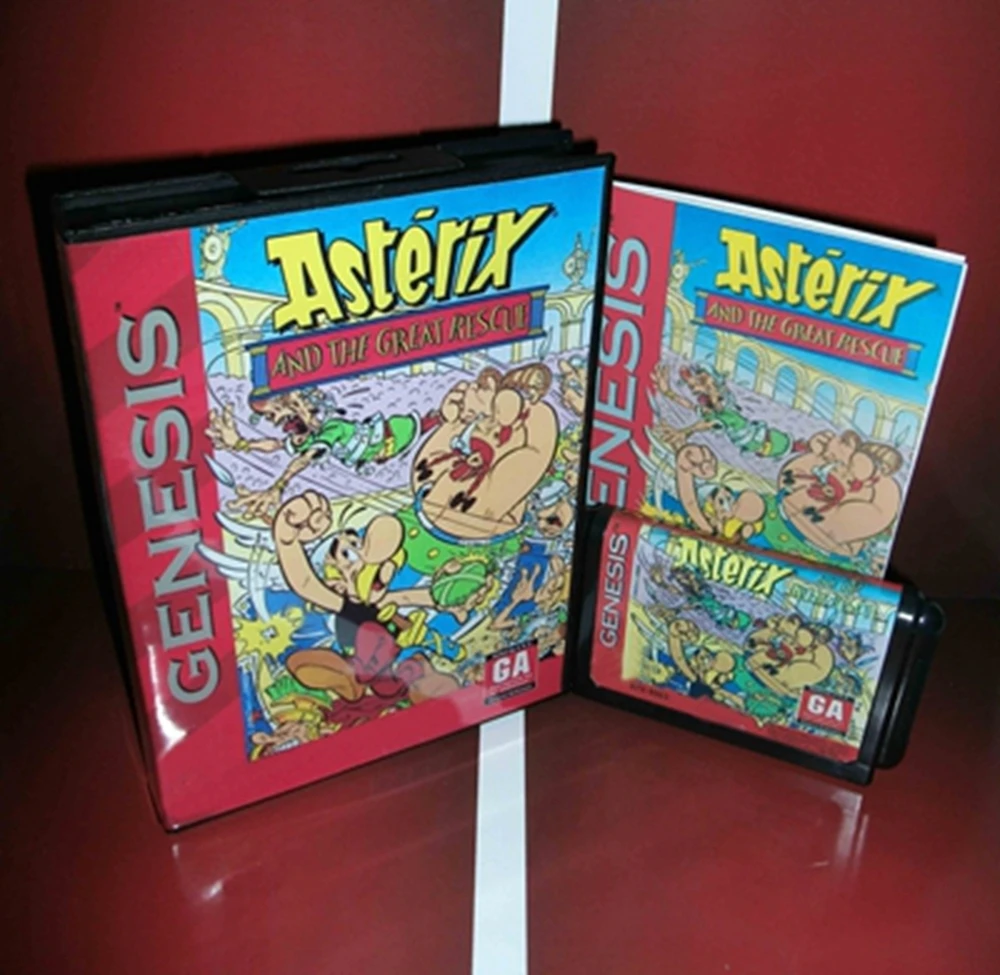 Hot Sale Asterix and The Great Rescue With US Box And Manual Book 16Bit MD Game Card For Sega MegaDrive Genesis Consoles