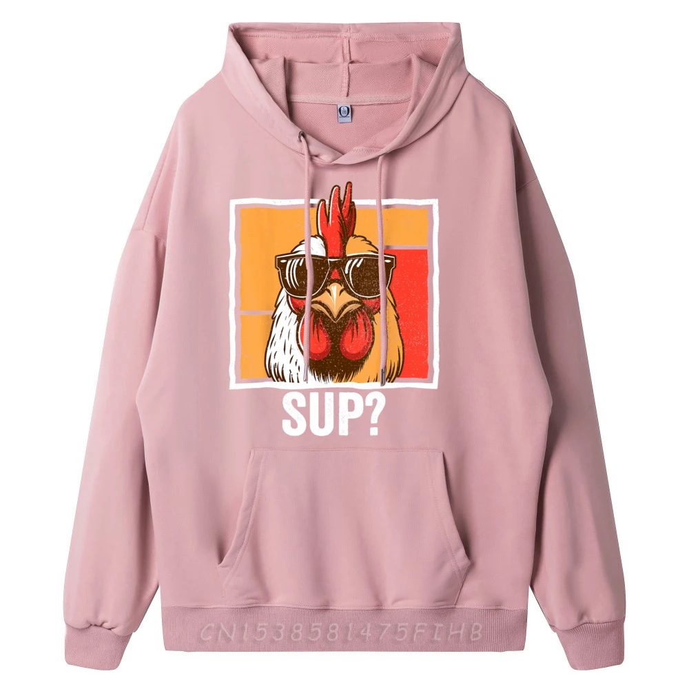 Slogan Chicken Sunglasses Animal Farm Funny Round Collar Sweatshrt Labor Day Hoodies Long Sleeve Gift Idea Funky Casual Hoodies
