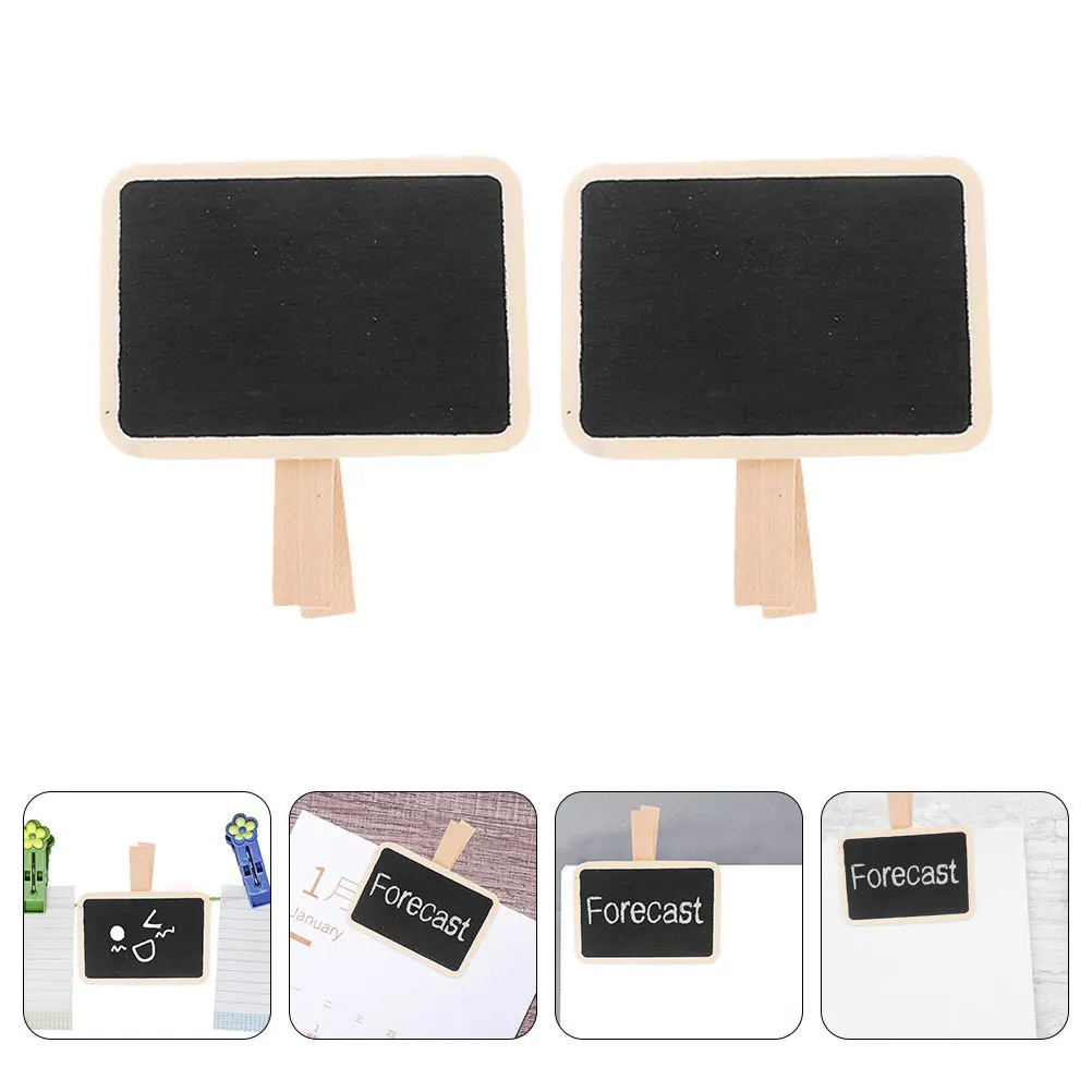 50Pcs Mini Wood Chalkboard Signs Blackboards for Notes Food Labels Memo Tags Mini Clip Blackboards Miniature Chalkboard