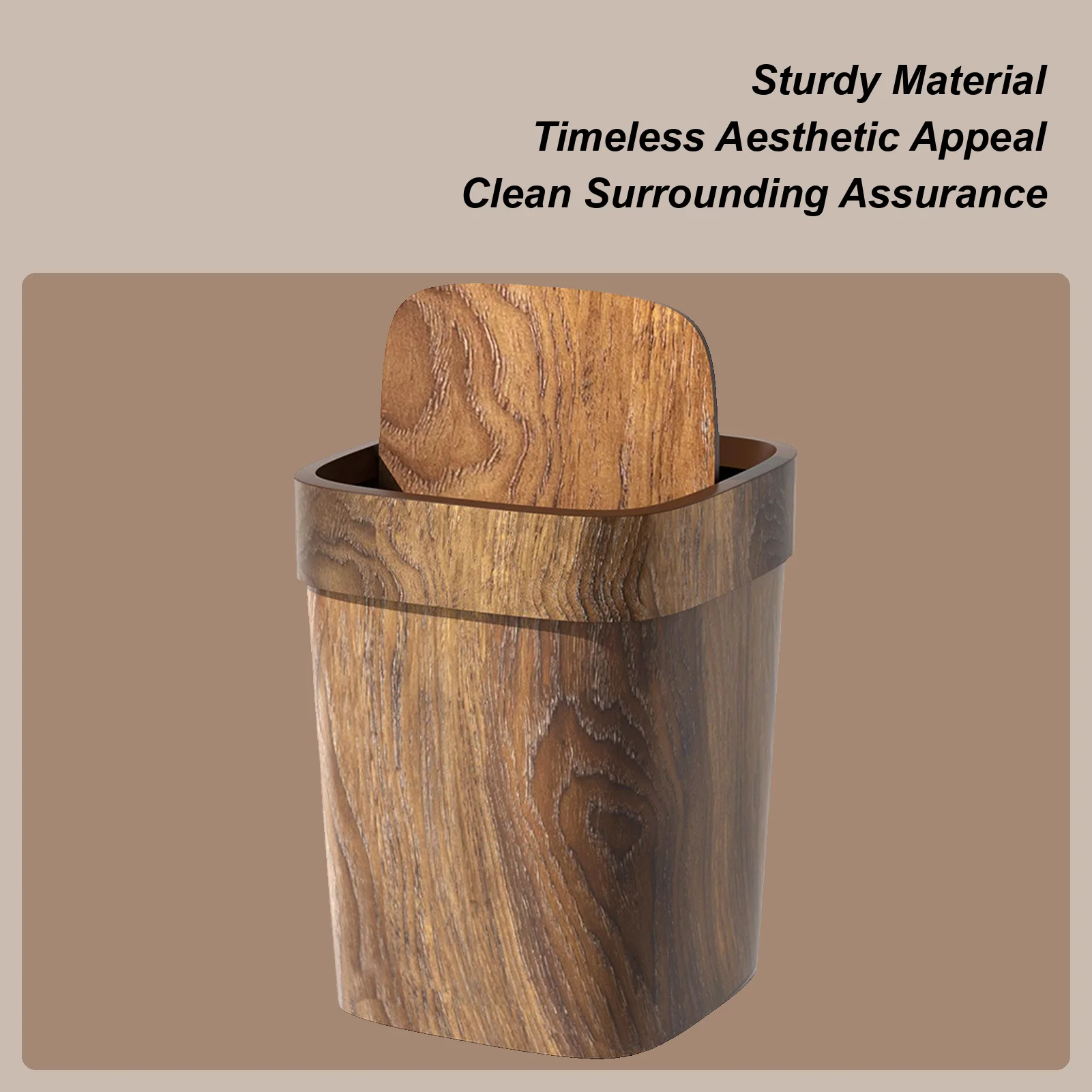 

Деревянный мусорный бак для ванной комнаты, прямоугольный мусорный бак для столовой, 12 л, устойчивый к запаху мусорный бак с поворотной крышкой для кухни, прачечной