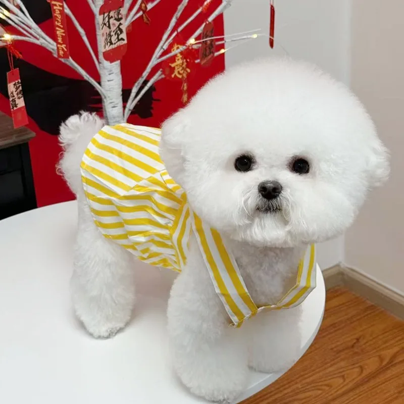 

Attractable Dog Clothes Teddy Classic Striped Dress Pomeranian Summer Pullover Yorkshire Pretty Dresses for Female Dogs
