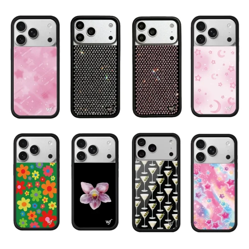 Funda de teléfono con diseño de flores silvestres, color negro, 3D, orquídeas florecientes, para iPhone 17 Pro Max 12 13 14 15 16 Plus, bonitas flores de uva wf ﻿