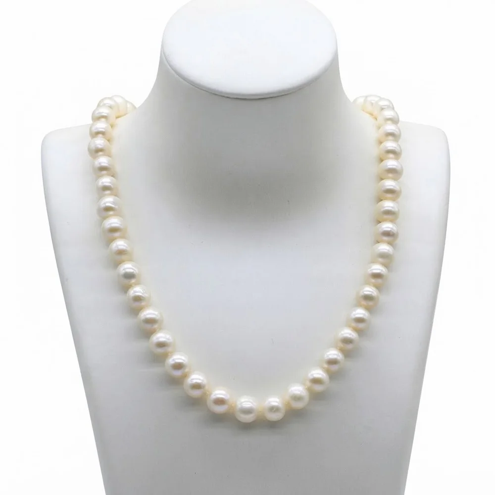 Luxury AAAA Grade Natural Freshwater Pearl Necklace Classic Round White Pearl Jewelry Elegant Women Wedding Party Gift