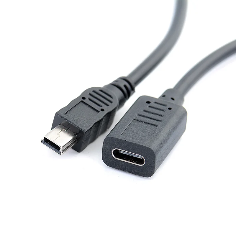 Mini USB Cable 5Pin Male Plug To Female Jack Extension Data Adapter Lead Cable Right Angle 90 Degree Cord 20cm