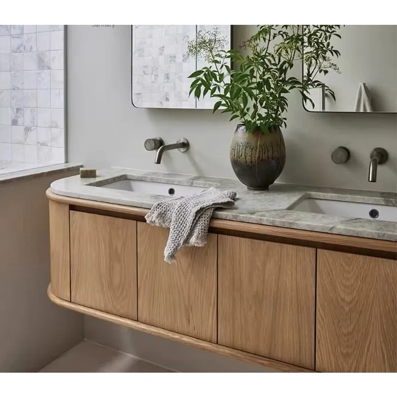 Bathroom closet Bathroom vanity with mirror Wooden bathroom cabinet with undercounter basin