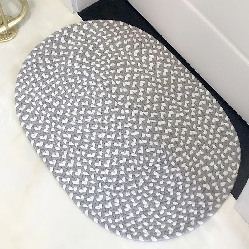 Bathroom Non-slip Door Floor Mat Area Rug Water-absorbent Toilet Doormat Cotton Yarn Rugs Household Foot Mats Oval Pad