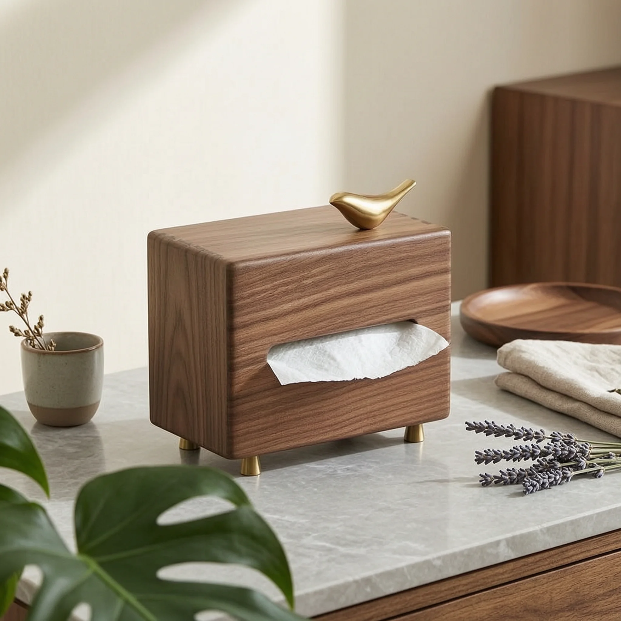 Tissue Box Holder Solid Wooden Tissue Box Sturdy Farmhouse for Desktop, Tabletop