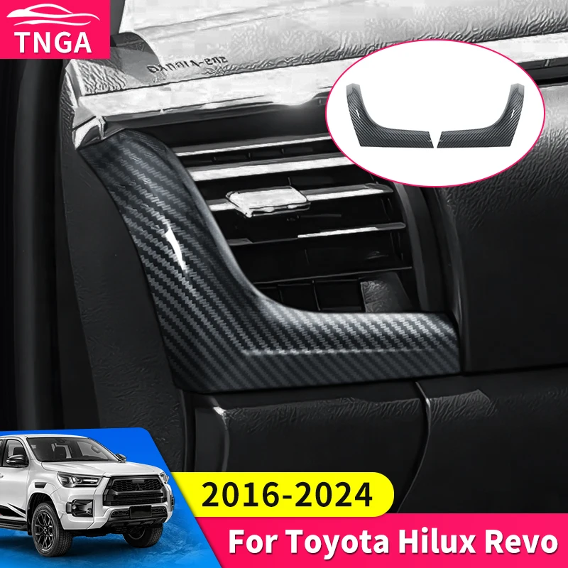 

For Toyota Hilux Revo 2016-2024 Rocco Left & Right Air Vent Cover Trim ABS Carbon Fiber Pattern Interior Decoration Accessories