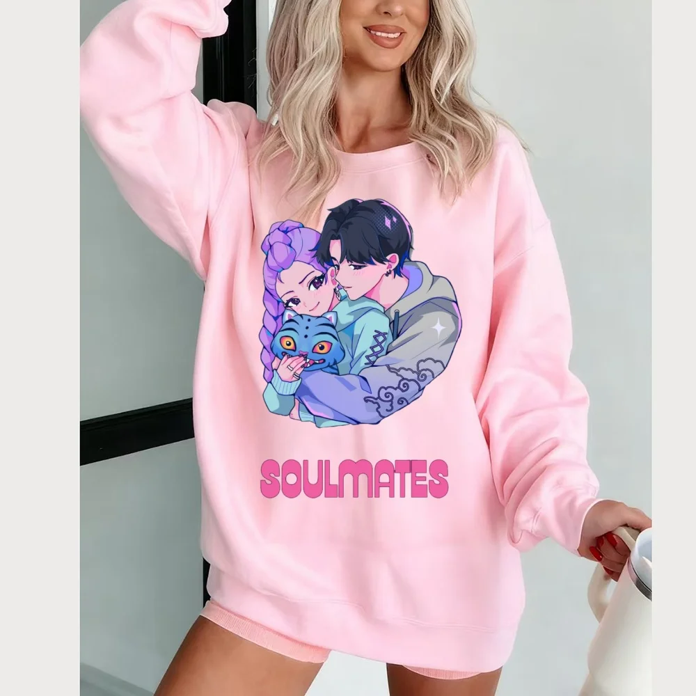 سترة بغطاء للرأس مطبوعة بنمط KPop Demon Hunter، سترة عصرية، ملابس فضفاضة غير رسمية، ملابس الشارع تناسب الجميع