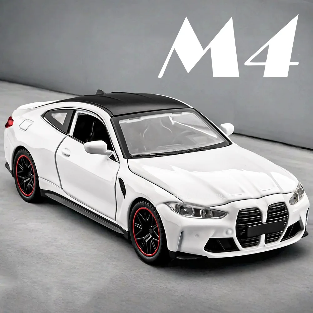 Modelo de coche de simulación 1:32 M4 320I, juguetes de Metal fundido a presión, puertas abiertas, luz de sonido, neumáticos de goma, vehículos ornamentales para niños