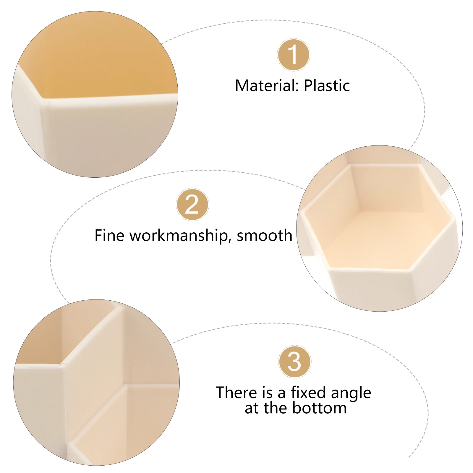 

Hexagonal Pen Holder Storage Box Large Capacity Desk ganizer Plastic Container Makeup Case Six Compartments Smooth Sturdy