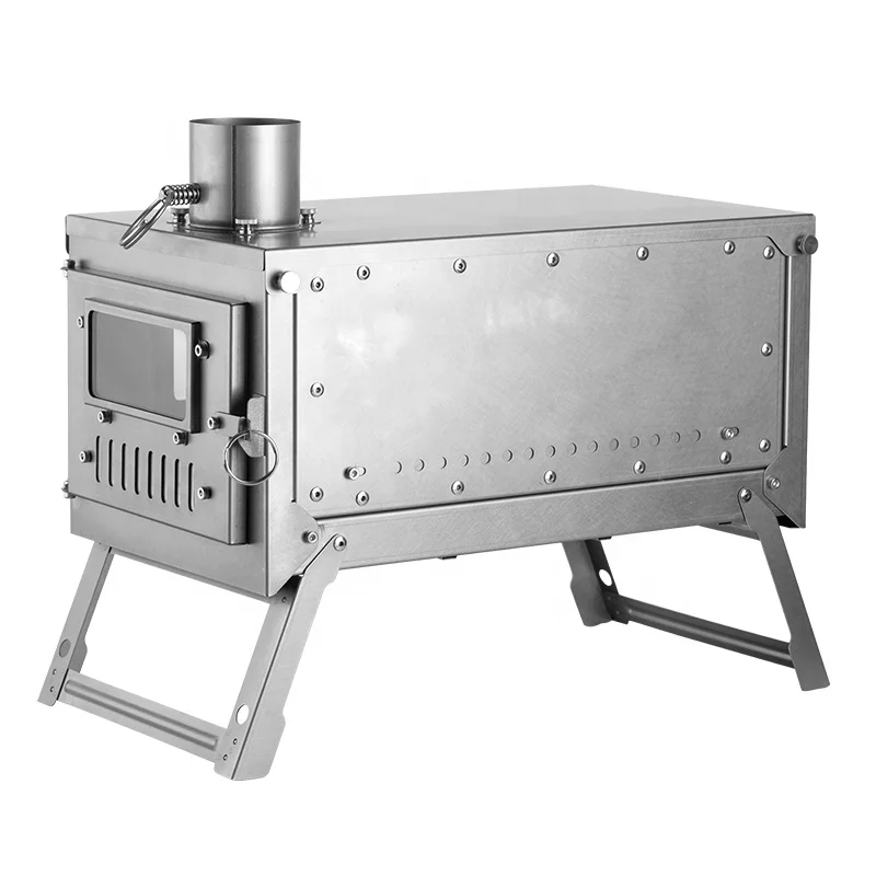 

Portable Camping Stainless Steel Tent Stove Outdoor Winter Heating Stove With Extended Chimney Foldable Barbecue Firewood Stove