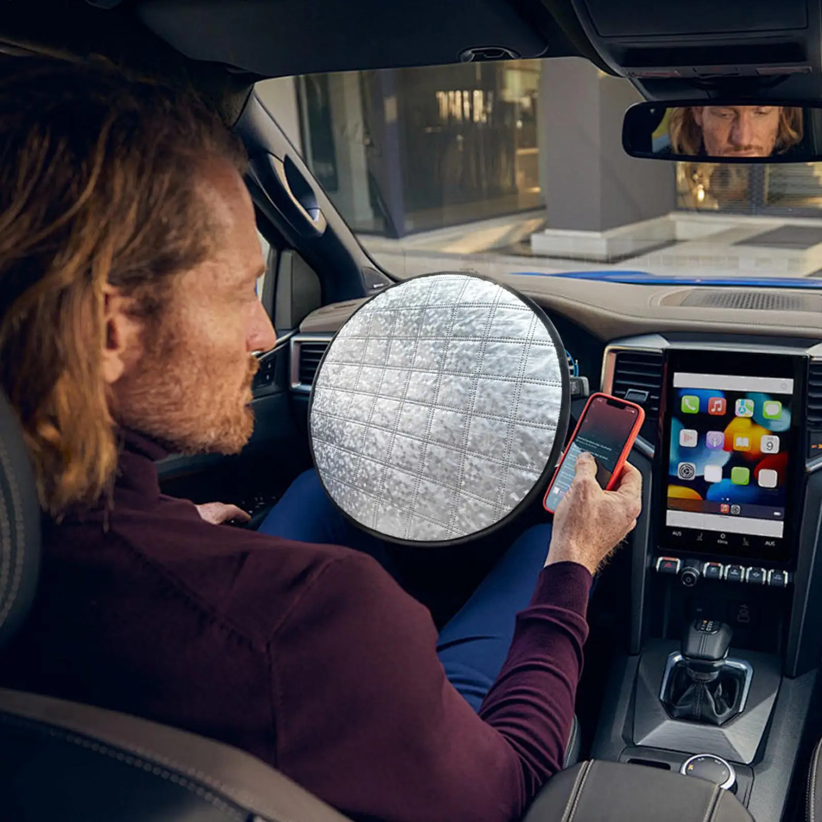 Car Steering Wheel Cover Sun Shade Sun-Proof Sunshade Shield Car Wheel Cover For Blocking Sunlight For Summer Camping