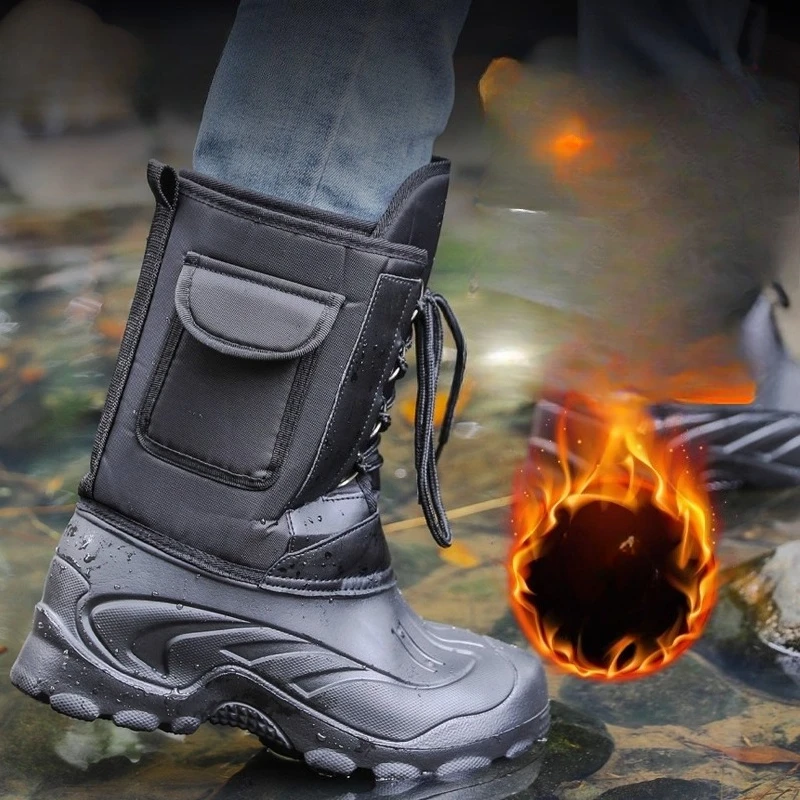 Non-Slip Ice Angling Shoes, Waterproof Snow Boots for Fishing, Insulated Rock Fishing Footwear, Anti-Skid Winter Waders