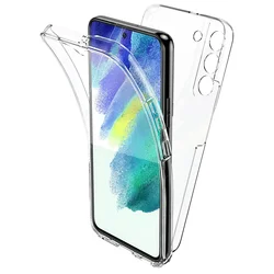 360 ° 삼성 갤럭시 S25 S24 S23 S22 S21 S20 FE S10 S9 S8 참고 10 플러스 20 울트라 클리어 하이브리드 PC 하드 용 전체 커버 실리콘 케이스