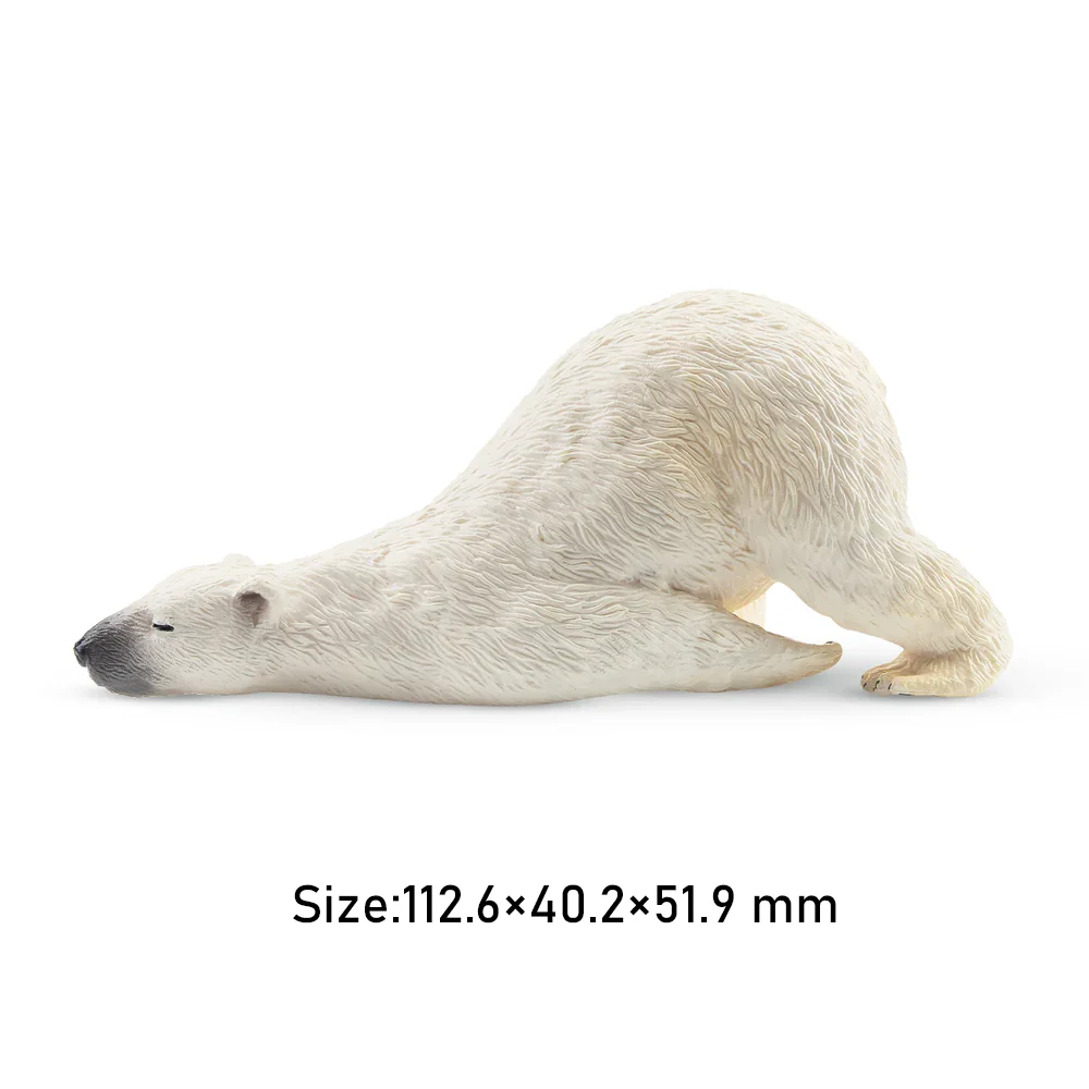 Toymany Simulation Lying Adult Polar Bear Animal Model Toy Mini Figures Dolls Action Figurines Toys for Children Gift