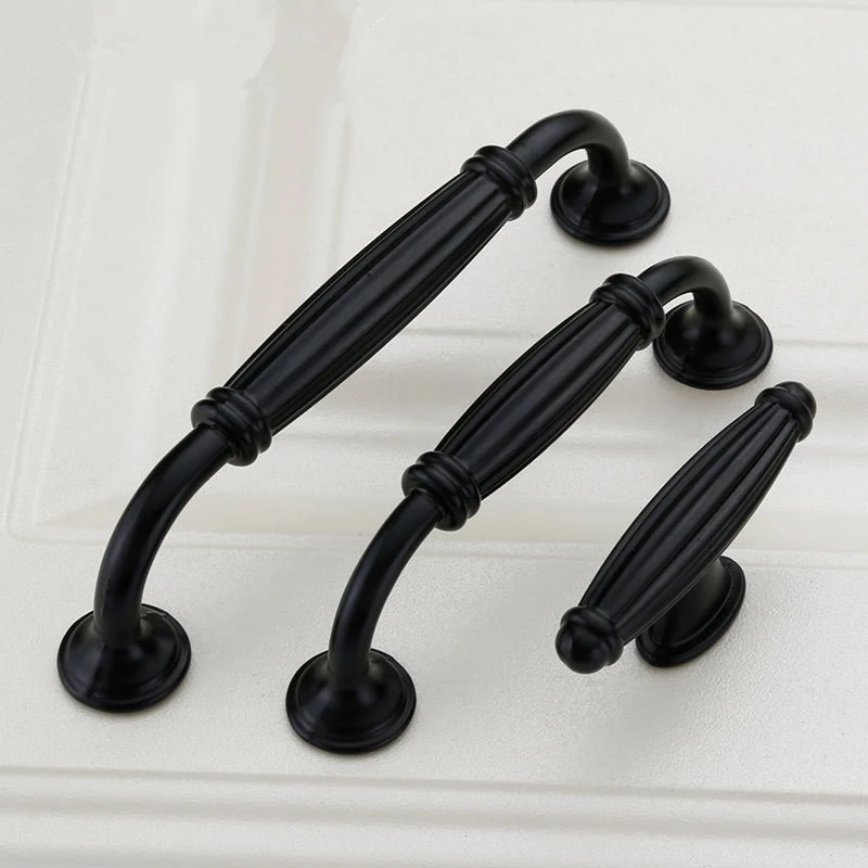 1pcs Aluminum Alloy Black Cabinet Handles Modern Kitchen Cupboard Door Pulls Drawer Knobs Fashion Furniture Hardware