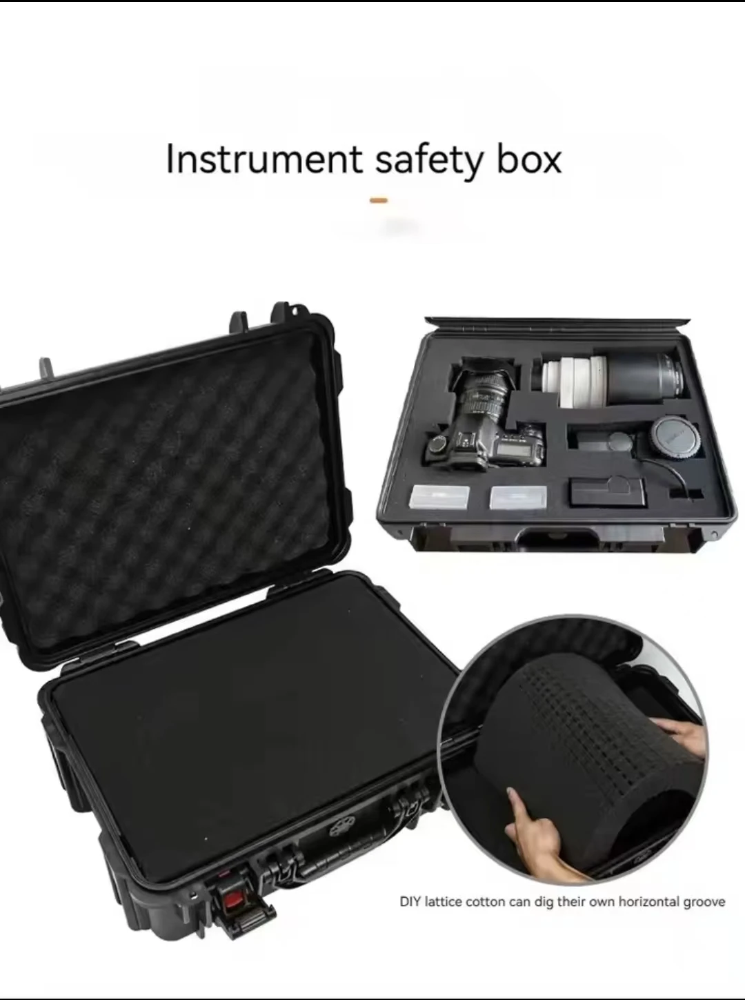 Water-repellent Hard Carry Tool Case Bag Organizer Storage Boxes, Camera Sealed Shockproof Safety Instrument Toolbox With Sponge