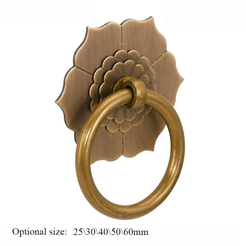 Solid Brass Dresser Back Plate Kitchen Drop Ring Pulls Handles Door Drawer Cupboard  Knobs Door Pulls Furniture Fitting Decor