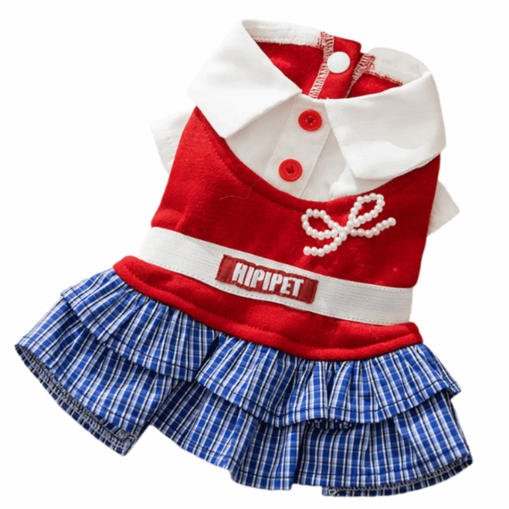 

Fashion Soft Cat Bowknot Dress Shirt Collar Preppy Style Dog Shirt Dress Cute Breathable Pet Princess Skirts Birthday Party