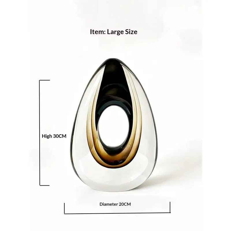 Modern Light Luxury Heart Shaped Glass Vase Zibo Glazed Art Decor for Living Room Dining Table Entrance Countertop Display