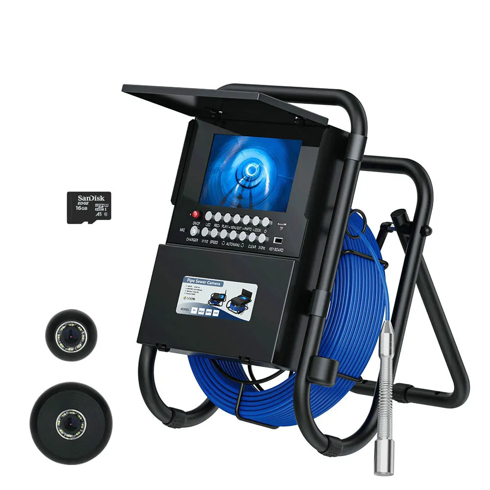 

Pipe Inspection Camera With DVR 16G Meter Counter Keyboard Sewer Drain Industrial Endoscope IP68 50M 17MM Camera