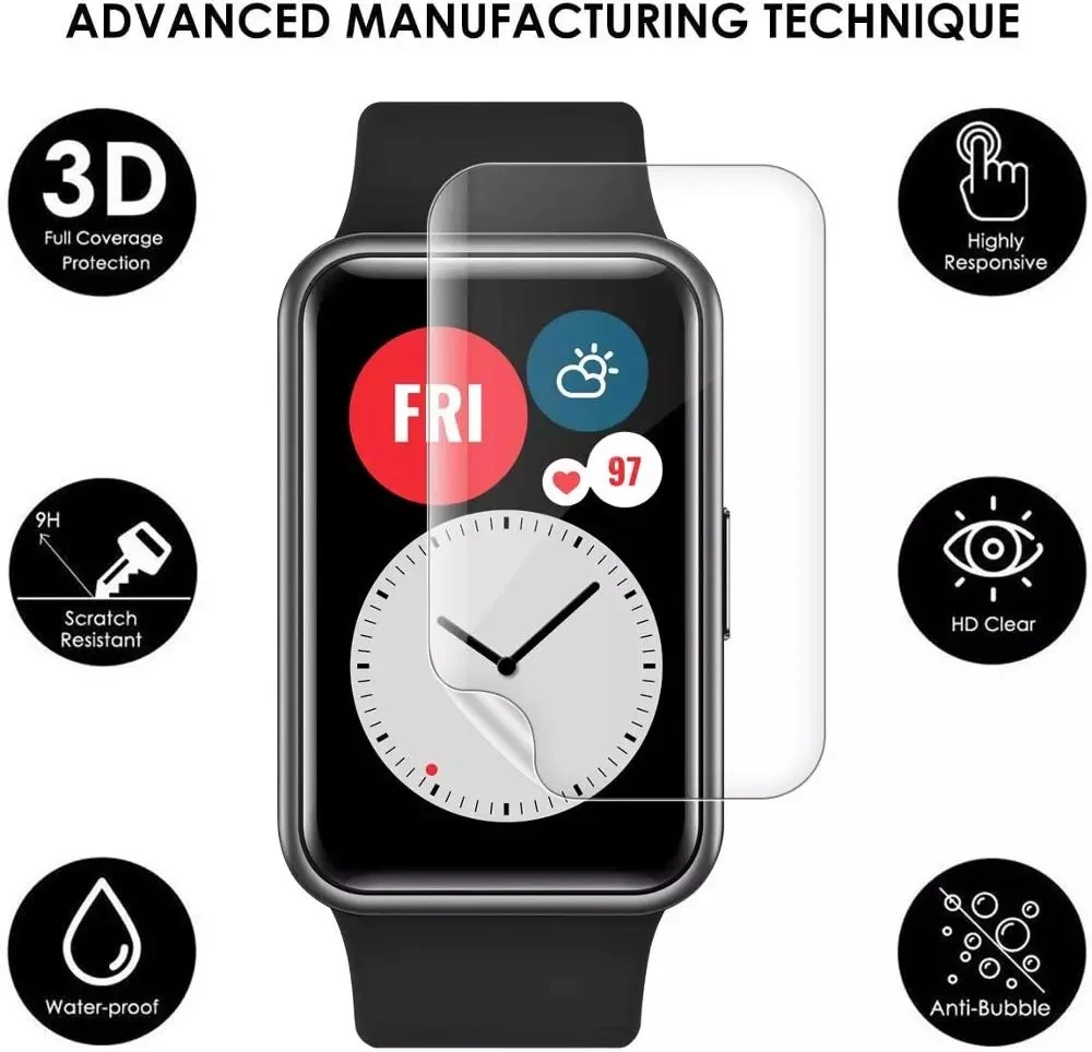 1-5pcs 9D Curved Hydrogel Film For Huawei Watch GT 2 Pro 2E 42MM 46MM Smartwatch Screen Protector Not Glass Huawei GT 3 Pro 43mm