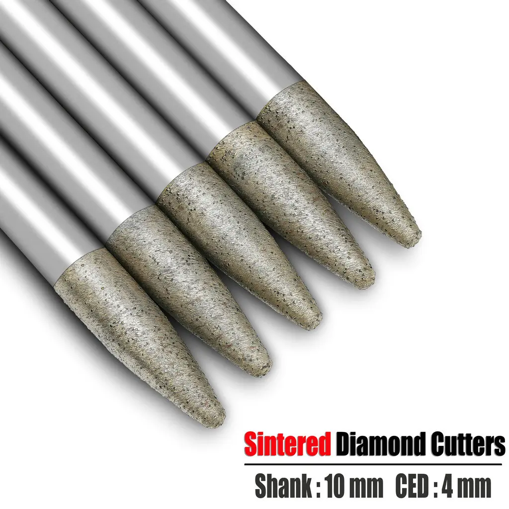 6-16mm Tapered Sintering Diamond Tool End Milling Cutter Stone Engraving Router Bit 3D Carving Scribing Granite Marble Bluestone