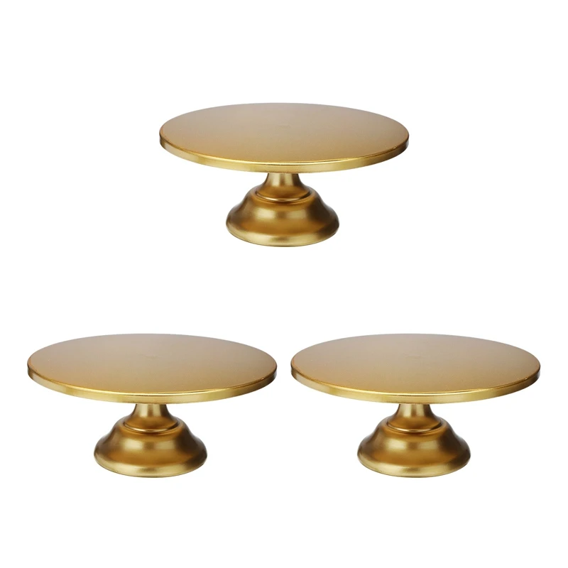 

3X Iron Round Cake Stand Cake Plate Pedestal Dessert Holder Wedding Birthday Party-Gold 12 Inch