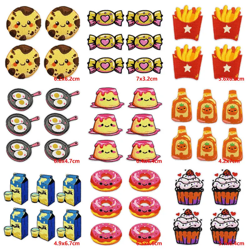 

10PCS Wholesale Food Embroidered Patches For Clothing Cartoon Embroidery Patch For Clothes Iron On Patches On Clothes Jacket DIY