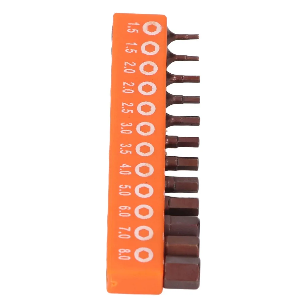 12pcs S2 Alloy Steel Hex Bit Set 1/4 Inch Shank Magnetic Tips Allen Wrench Drill Bit Set 25mm Length Storage Holder