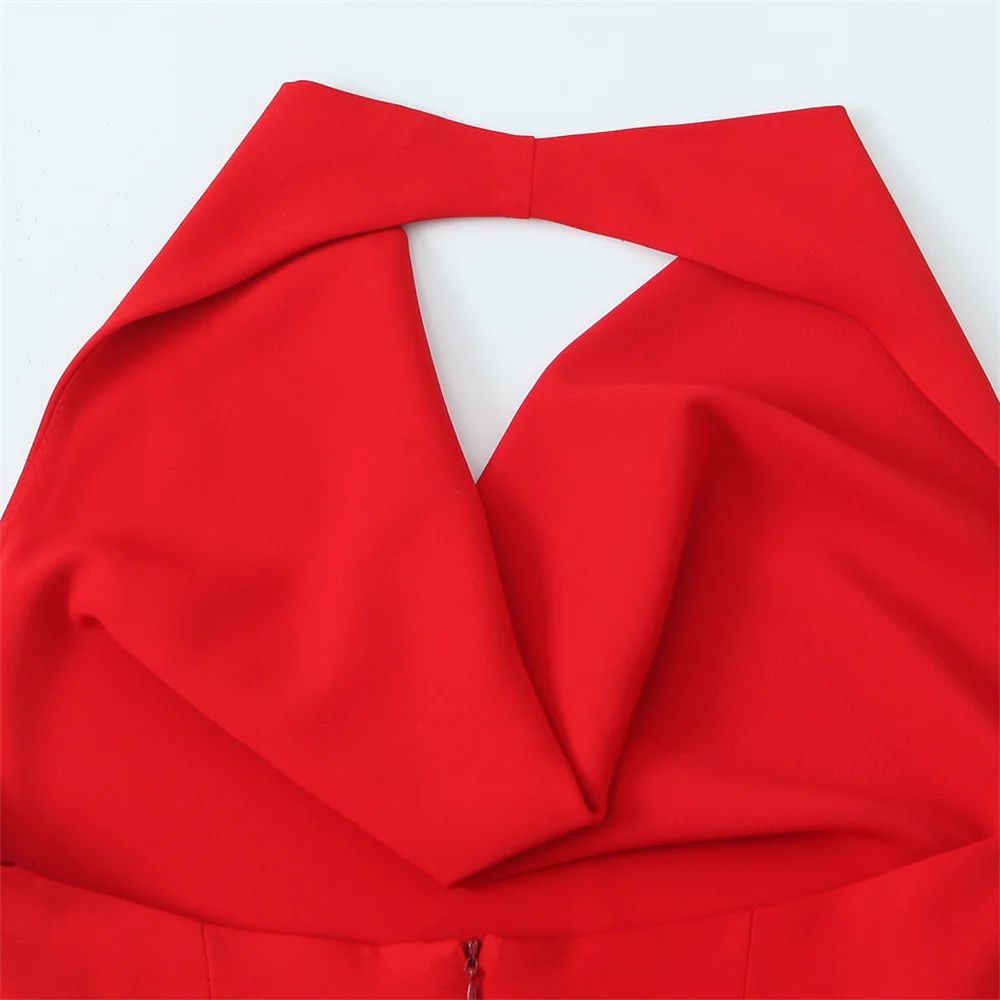 2024 RARF Winter nieuw product damesjurkstijl rugloze hangende halskraag mouwloze lange midi-jurk